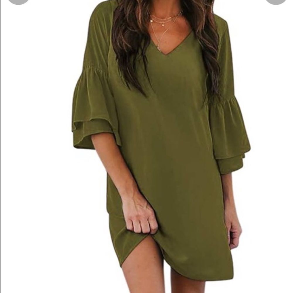 Belongsci Olive Green Dress